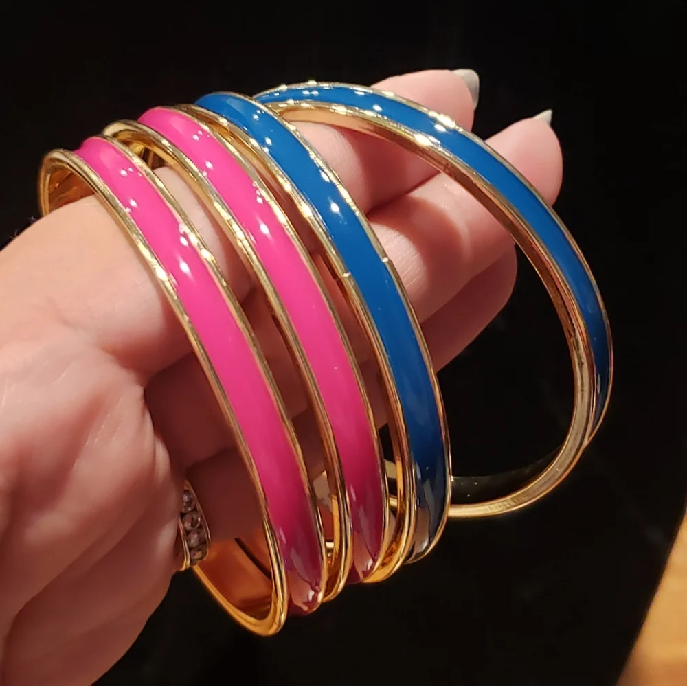 Pink and Blue Bangle Bracelet Set